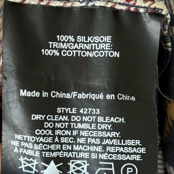 Tory Burch Cora Milano Tartan Silk Mini Brown Blue Shirt Dress Plaid Size 0 - Picture 15 of 15